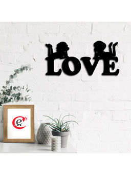 eCraftIndia - Black Couple Love Engineered Wood Cutout Wall Art Decor