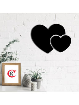 eCraftIndia - Black 2 Love Hearts Wooden Wall Decor for Living Room Bedroom