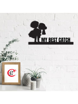 eCraftIndia - Black My Best Catch Romantic Couple Wooden Wall Decor for Living Room Bedroom