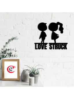 eCraftIndia - Black Love Struck Couple Wooden Wall Decor for Living Room Bedroom
