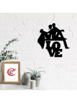 eCraftIndia - Black Married Couple Love Wooden Wall Decor for Living Room Bedroom