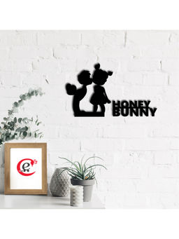 eCraftIndia - Black Honey Bunny Cute Kissing Couple Wooden Wall Decor for Living Room Bedroom