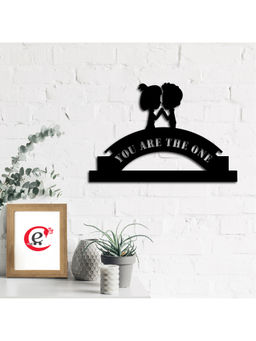 eCraftIndia - Black You Are The One Romantic Couple Wooden Wall Decor for Living Room Bedroom