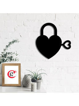 eCraftIndia - Black Heart Key Wooden Wall Decor for Living Room Bedroom
