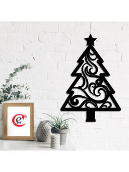 eCraftIndia - Black Christmas Tree Engineered Wood Wall Art Ready To Hang Home Decor