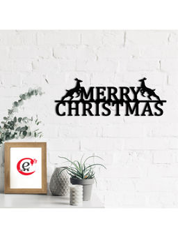 eCraftIndia - Black Merry Christmas Engineered Wood Wall Art Ready To Hang Home Decor