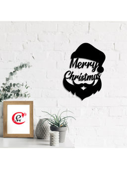 eCraftIndia - Black Merry Christmas Santa Engineered Wood Wall Art Ready To Hang Home Decor