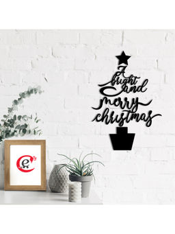 eCraftIndia - Black A Bright & Merry Christmas Engineered Wood Wall Art Ready To Hang Home Decor