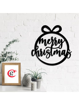 eCraftIndia - Black Merry Christmas Gift Engineered Wood Wall Art Ready To Hang Home Decor