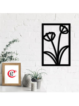 eCraftIndia - Black Flower Frame Engineered Wood Wall Art Ready To Hang Home Decor