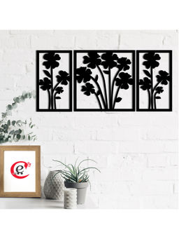 eCraftIndia - Black Flower Bouquet Engineered Wood Wall Art Ready to Hang Home Decor