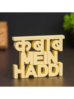 eCraftIndia - Yellow Handcrafted Kabab Mein Haddi Wooden Cutout Decorative