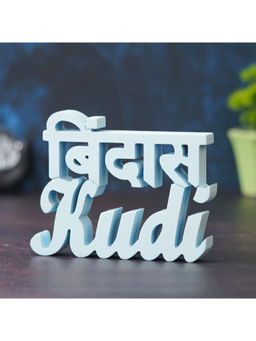 eCraftIndia - Sky Blue Handcrafted Bindass Kudi Wooden Cutout Decorative Wall Hanging