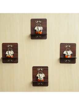 eCraftIndia - Brown Rectangle Shape Designer Wooden Wall Shelves (Pack of 4)