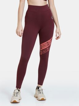 Zivame - Zelocity Quick Dry High Quality Stretch Leggings - Red Mahogany