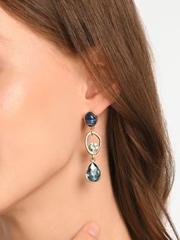 Accessorize London - Womens Triple Gem Tear Drop Earrings