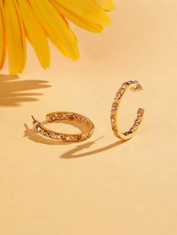 Accessorize London - Womens Gem Inlay Hoop Earrings