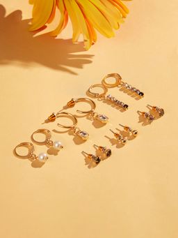 Accessorize London - Womens Stud And Cup chain Earrings (Set of 6)