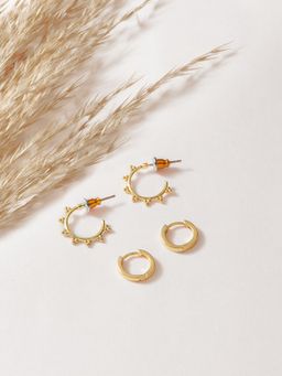 Accessorize London - Real Gold Plated Z Beaded Hoop And Stud