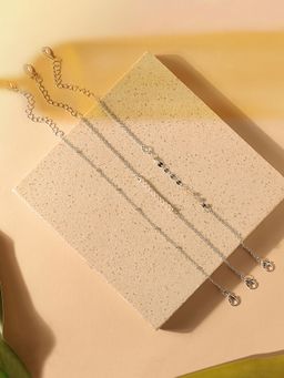 Accessorize London - Womens 3 X DISC PEARL Anklet (Set of 3)