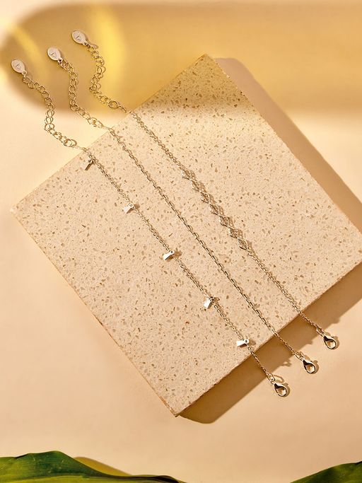 Accessorize London Womens Mixed Chain Filigree Anklet (Set of 3)