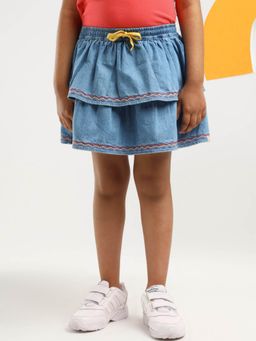 Somersault - Denim Embroidered Tier Skirt