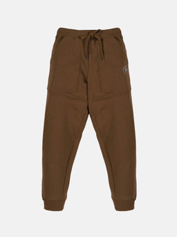 KiddoPanti - Boys Solid Fleece Brown Joggers
