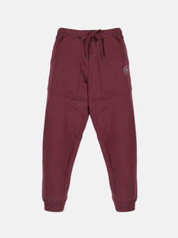 KiddoPanti - Boys Solid Fleece Maroon Joggers