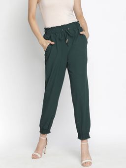 Oxolloxo - Raping Solid Green Women Elasticated Pant