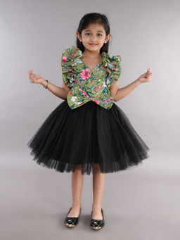 Pink Chick - Floral Printed Party Knee Length Dress