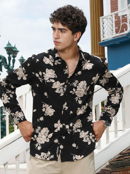Campus Sutra - Men Black Floral Shirt