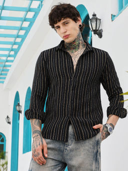 Campus Sutra - Men Black Striped Shirt