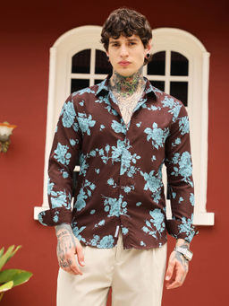 Campus Sutra - Men Brown Floral Print Shirt
