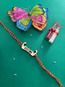 Digital Dress Room - Fancy Rakhi Design Funky Slogan Muscular Bro Mauli Thread