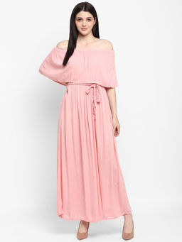 Aditi Wasan - Peach Off Shoulder Maxi Dress