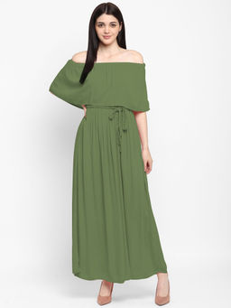 Aditi Wasan - Green Off Shoulder Maxi Dress