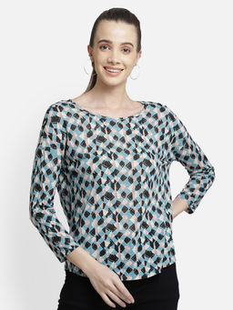 Aditi Wasan - Blue Self Design Printed Top