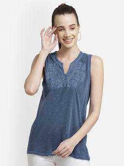 Aditi Wasan - Blue Sleeveless Top