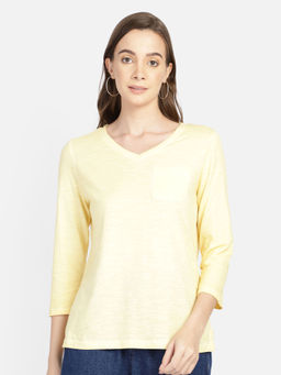 Aditi Wasan - Yellow Solid T Shirt