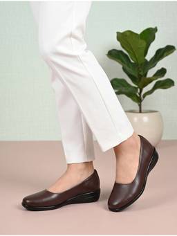 ALCAZO - Women Brown Synthetic Leather Wedges Heels