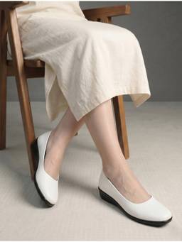 ALCAZO - Women White Synthetic Leather Wedges Heels