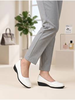 ALCAZO - Women White Patent Leather Wedges Heels