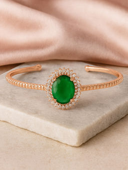 Estele - Emerald Green Oval AD Cuff Radiant Kada