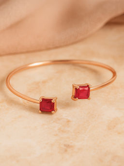 Estele - Rose gold AD Cuff Bracelet in Mint Ruby Accents