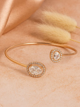 Estele - Sparkling Rose gold CZ Oval Cuff Kada