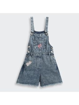TINY GIRL - Barbie Blue Denim Dungaree With Spaghetti Neck