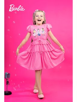 TINY GIRL - Barbie Layered Bottom and Barbie Sticker Party Dress