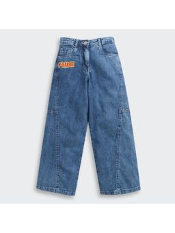 TINY GIRL - Barbie Blue Denim Brand Logo Sticker Jeans