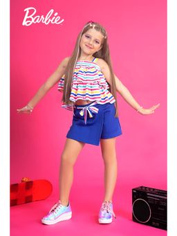 TINY GIRL - Barbie by Sleeveless Striped Layered Top With Skort and Belt