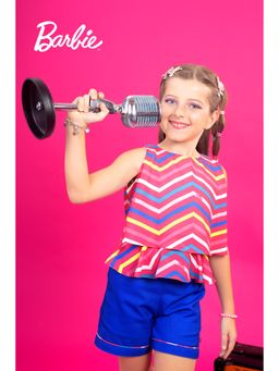 TINY GIRL - Barbie by Sleeveless Striped Layered Top With Skort and Belt